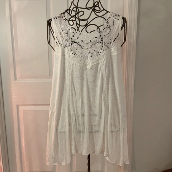 Forgotten Grace Tops - Lace Embroidered Detail Boho Peasant Top Plus Size 1X